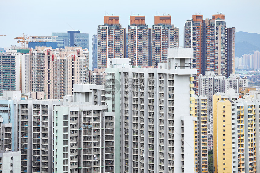 香港的公寓区财产市中心住房民众住宅窗户房子城市建筑学衣服图片