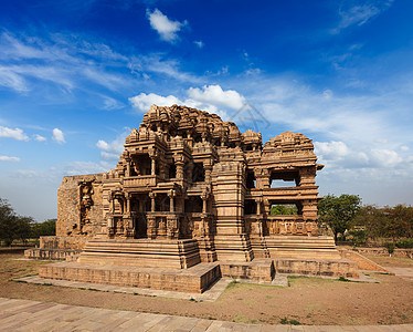 Gwalior堡的Sasbahu寺庙风景建筑学雕像建材艺术性建筑材料石头雕塑石雕中央邦图片