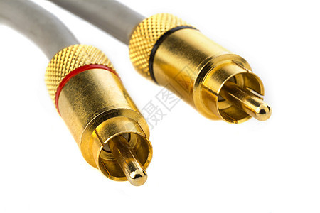 高分辨率白色背景的音频视频电缆音频电缆塑料黄色电气音乐工作室金子玩家金属电视管子图片