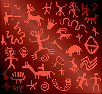 向量 古代花纹雕刻艺术石头国家历史岩画文化打猎动物野生动物图片
