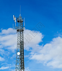 通讯塔蓝色发射机海浪卫星信号商业电讯天空频率网络图片