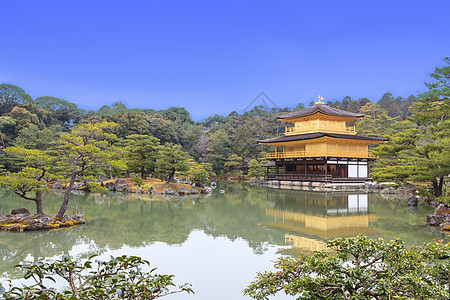 京角寺庙公园反射池塘吸引力文化旅游历史性宗教松树森林图片