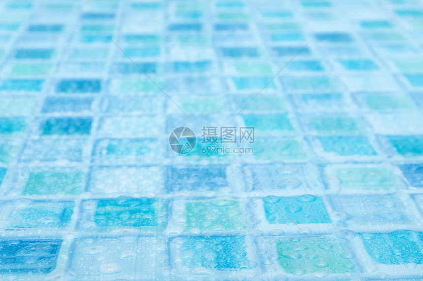 浴室的蓝色瓷砖正方形陶瓷材料地面水池游泳制品墙纸马赛克图片