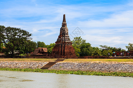 泰国Ayutthaya的寺庙建筑身体宝塔遗产旅游石头教会热带世界文化图片