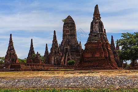 泰国Ayutthaya的寺庙宗教宝塔教会旅游世界历史性传统石头天空建筑图片