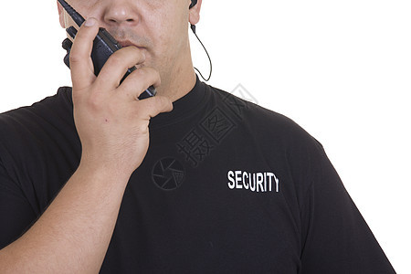 警卫广播控制人员警察收发器收音机人类保镖听力商业图片
