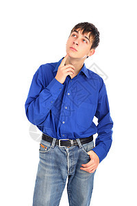 被收容的少年男性衬衫思维计算深色算术学生空想困境白色图片