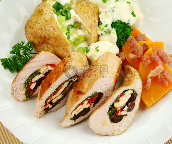 鸡肉香菜土豆营养美食午餐味道蔬菜食物蜡烛熏肉图片
