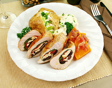 鸡肉设置餐巾刀具味道桌面蔬菜营养烹饪用餐香菜图片