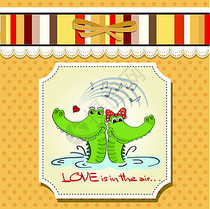 爱情中的鳄鱼 Valentine的每日卡片微笑婚礼灵魂友谊感情女士庆典动物男生插图图片