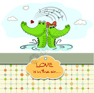 爱情中的鳄鱼 Valentine的每日卡片男人友谊男生感情灵魂插图女士音乐喜悦婚礼图片