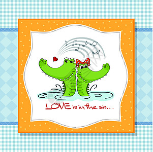 爱情中的鳄鱼 Valentine的每日卡片音乐插图喜悦婚姻感情婚礼微笑女士夫妻友谊图片