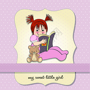 可爱的小女孩在看书儿童游戏童年阅读闲暇快乐微笑宠物孩子教育图片