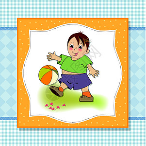 玩球的小男孩闲暇男生玩具女性假期游戏绘画幸福微笑家庭图片