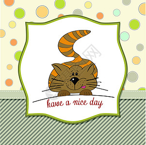 小猫咪祝你一天愉快问候语动物卡通片哭泣哺乳动物婴儿小猫卡片眼睛猫科图片