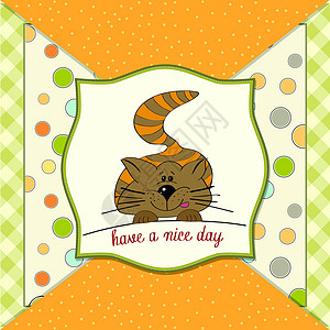 小猫咪祝你一天愉快猫科卡通片插图卡片眼睛小猫婴儿舌头哺乳动物宠物图片