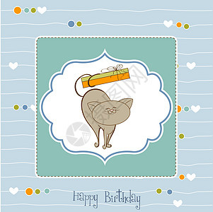 带着可爱猫咪的生日快乐卡孩子公告卡片主义者乐趣艺术女孩喜悦周年淋浴图片