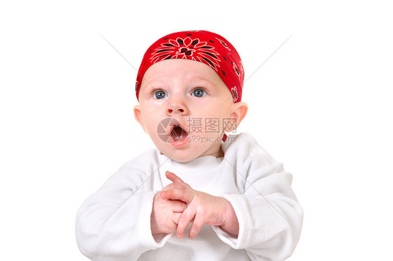 惊讶的婴儿男孩金发男生男性童年孩子眼睛欢乐头巾儿子宝贝图片