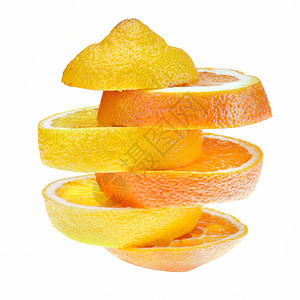 柠檬和橙色切片健康水果白色果汁橙子热带维生素圆形茶点图片