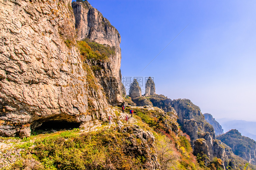 太行山太行天空树木相片悬崖高原旅行远足蓝色峡谷图片