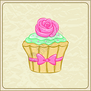 纸蛋糕卡纪念日甜点奶油派对草图工艺插图庆典面包玫瑰图片