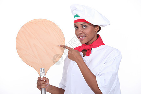 女性披萨厨师肖像职业宣传送货工作来源餐厅食物围巾帽子客户图片