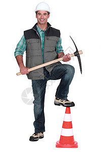 路行工人装扮指挥职业工作衣服安全就业男人安全帽人员警告图片