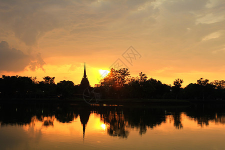 泰兰Sukhothai省Sukhothai省日落Sukhothai历史公园图片