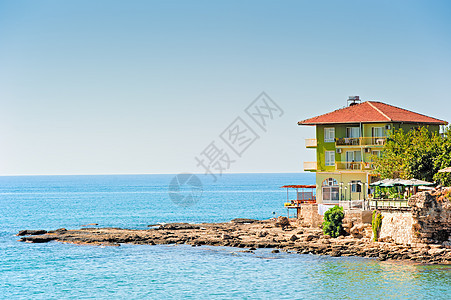 土耳其Side的海滩上的旅馆图片
