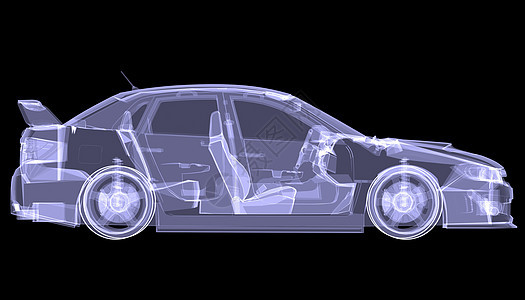X射X光概念车蓝色玻璃车辆轿车跑车发动机汽车绘画宏观x光图片