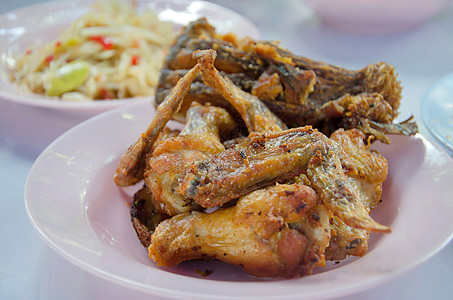 炒饭炸鸡食物油炸盘子棕色美食图片