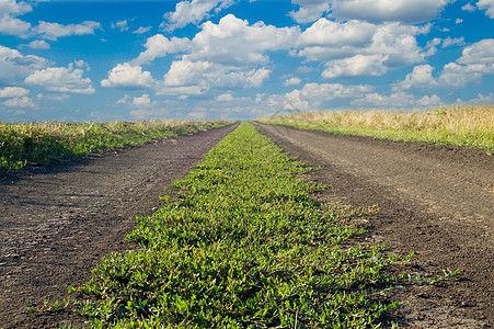 绿绿色道路农业天空地平线天际土地耕作杂草村庄乡村远景图片