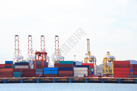 大型工业港口全球运输船运支撑船厂贮存货运进口蓝色龙门架图片