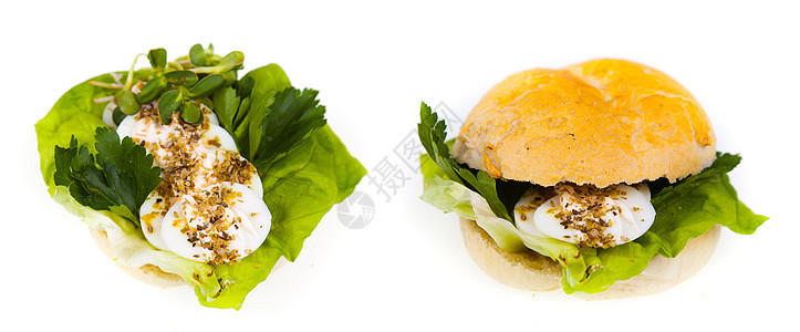 美味又健康的三明治香菜早餐食物小吃蔬菜午餐面包图片