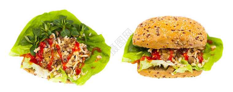 美味又健康的三明治小吃午餐面包早餐蔬菜食物图片