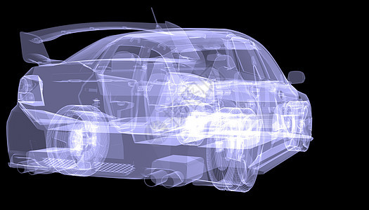 X射X光概念车跑车宏观玻璃力量汽车车轮x光蓝色发动机绘画图片