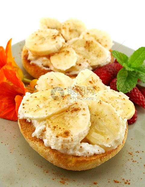 香蕉和松饼味道烹饪水果营养小吃早餐肉桂午餐饮食用餐图片
