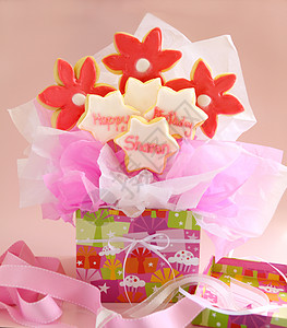 生日饼干布花美味花束展示回报育肥礼物礼物盒烹饪食物诱惑图片