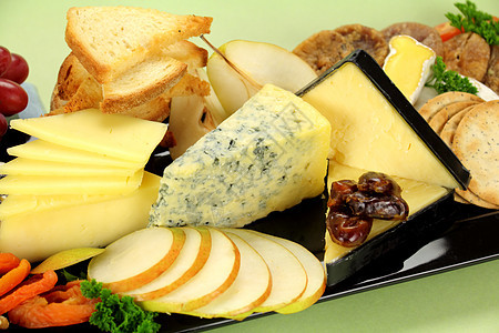 奶酪拼盘饼干营养烹饪午餐美食食物面包灰布味道蓝脉背景图片