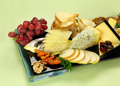 奶酪拼盘美食蓝脉烹饪小吃灰布味道饼干食物面包营养背景图片