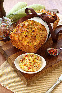 圆面包玉米粒砧板棒子午餐食物玉米营养干辣椒美食脆皮图片