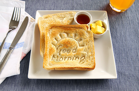早安 吐司小吃橙汁蜂蜜食物美食面包黄油早餐味道烹饪图片