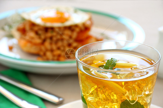 冰茶草药韭菜花烹饪油炸味道美食面包饮料蛋黄食物图片