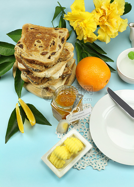 玛麦地和吐司烹饪午餐营养树叶勺子面包美味食物黄油木槿图片