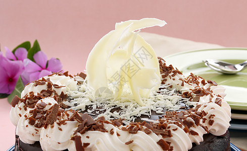 泥饼泥饼铺张奶油巧克力美食薄片甜点美味雕塑花朵图片