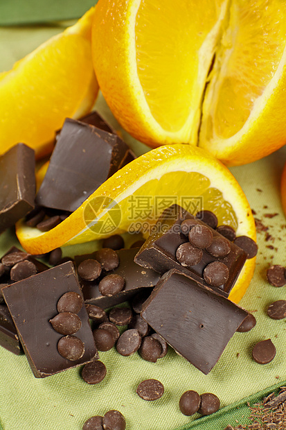 橙和巧克力美食宿舍甜点水果款待烹饪可可果汁碎片皮肤图片