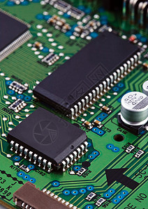 电路板上的微型芯片电脑电阻器硬件技术计算电路生产导体线条半导体图片