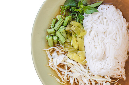 泰语面条蔬菜健康美食盘子传统早餐绿色食物白色午餐图片