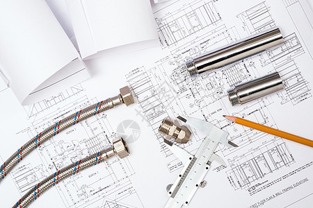 管道和水管图画 建筑废生设计师房子承包商草图草稿建筑学打印浴室工程师绘画图片