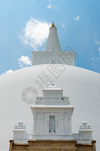 斯里兰卡白神圣的Stupa地标历史佛塔雕塑宝塔艺术信仰蓝色旅行宗教图片